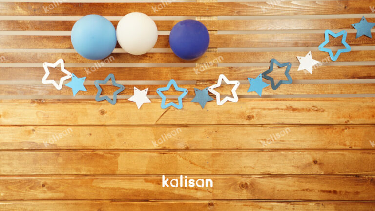 Tricolor Stars Paper Banners Blue Pearl And Dark Blue