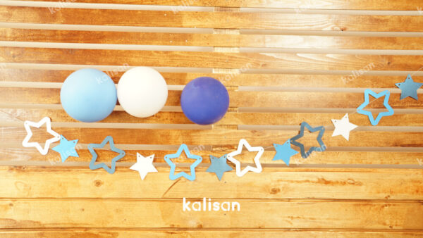 Tricolor Stars Paper Banners Blue Pearl And Dark Blue