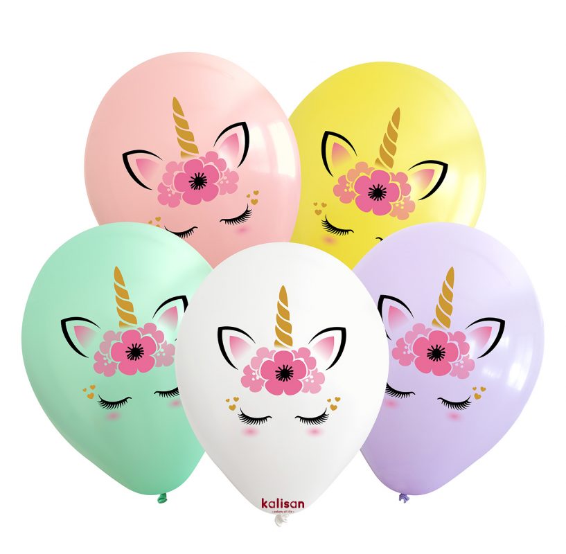 Colorful Unicorn Themed Printed Latex Balloon - Kalisan Balloon